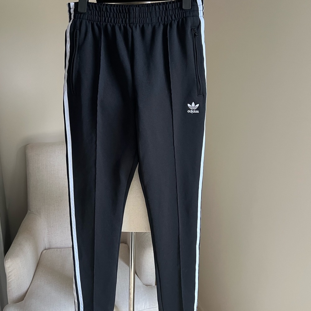 Adidas Black Joggers with White Accents